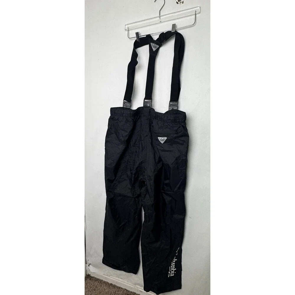 Mens Columbia PFG Black Waterproof Fishing Bibs Pants Adjustable XL 32L